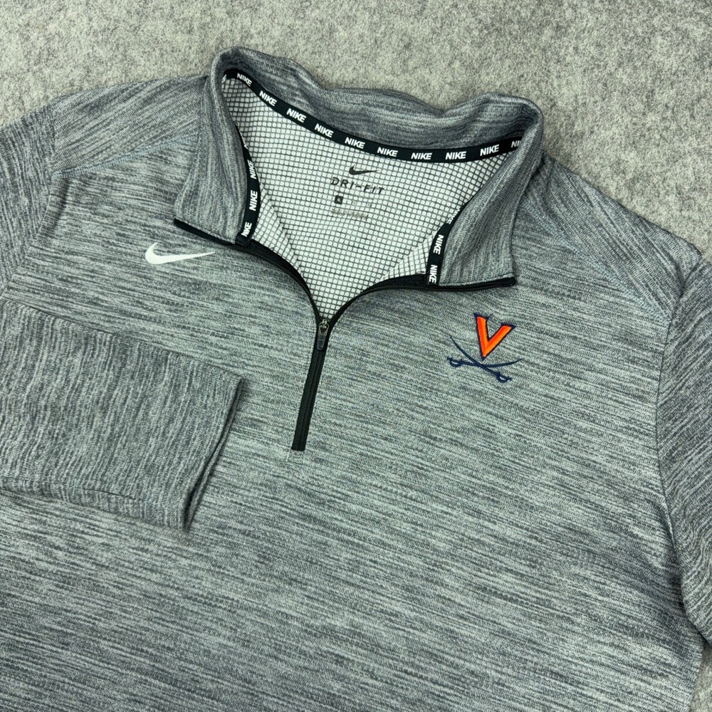 Virginia Cavaliers Shirt Mens XL Gray Nike Pacer Half Zip Dri Fit UVA 1/4 Zip